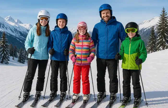 rodzina na nartach